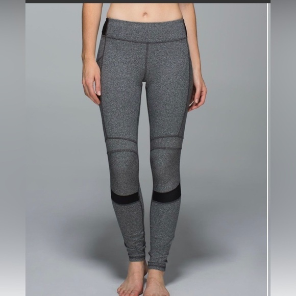Lululemon Motivate‎ Pant Size 6 Heathered Speckled Black / Black - Picture 1 of 7